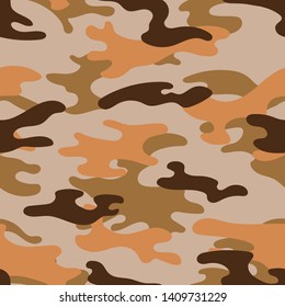 Military camouflage seamless pattern. Khaki texture. Trendy background. Abstract color vector illustration. For design wallpaper, wrapping paper, fabric.