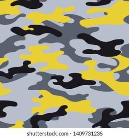 Military camouflage seamless pattern. Khaki texture. Trendy background. Abstract color vector illustration. For design wallpaper, wrapping paper, fabric.