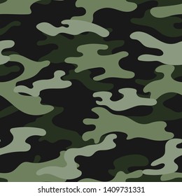Military camouflage seamless pattern. Khaki texture. Trendy background. Abstract color vector illustration. For design wallpaper, wrapping paper, fabric.