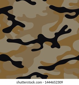 Military camouflage seamless pattern. Khaki texture. Trendy background. Abstract color vector illustration. For design wallpaper, wrapping paper, fabric.