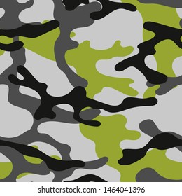 Military camouflage seamless pattern. Khaki texture. Trendy background. Abstract color vector illustration. For design wallpaper, wrapping paper, fabric.