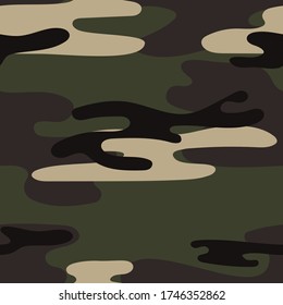 Militärische Tarnung nahtloser Muster. Chaki Textur. Trendfarbener Hintergrund. Abstrakte Farb-Vektorgrafik. Für die Gestaltung von Tapeten, Stoff, Packpapier.