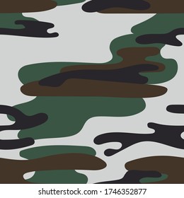 Military camouflage seamless pattern. Khaki texture. Trendy background. Abstract color vector illustration. For design wallpaper, fabric, wrapping paper.