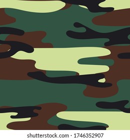Military camouflage seamless pattern. Khaki texture. Trendy background. Abstract color vector illustration. For design wallpaper, fabric, wrapping paper.