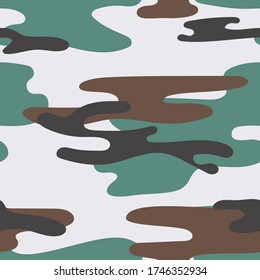 Military camouflage seamless pattern. Khaki texture. Trendy background. Abstract color vector illustration. For design wallpaper, fabric, wrapping paper.