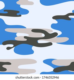 Military camouflage seamless pattern. Khaki texture. Trendy background. Abstract color vector illustration. For design wallpaper, fabric, wrapping paper.