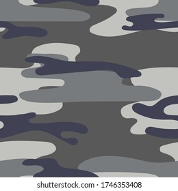 Military camouflage seamless pattern. Khaki texture. Trendy background. Abstract color vector illustration. For design wallpaper, fabric, wrapping paper.