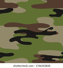 Militärische Tarnung nahtloser Muster. Chaki Textur. Trendfarbener Hintergrund. Abstrakte Farb-Vektorgrafik. Für die Gestaltung von Tapeten, Stoff, Packpapier.