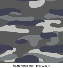 Military camouflage seamless pattern. Khaki texture. Trendy background. Abstract color vector illustration. For design wallpaper, fabric, wrapping paper.