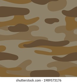 Military camouflage seamless pattern. Khaki texture. Trendy background. Abstract color vector illustration. For design wallpaper, fabric, wrapping paper.