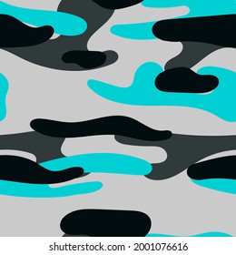 Military camouflage seamless pattern. Khaki texture. Trendy background. Abstract color vector illustration. For design wallpaper, fabric, wrapping paper.