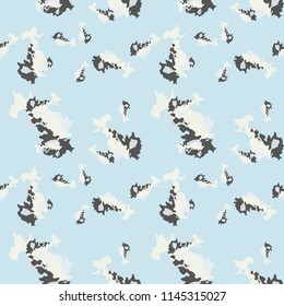 Military camouflage seamless pattern in light blue and different shades of grey or beige colors. Seamless repeat UFO camouflage pattern, usable as winter camoflauge urban print, bright background etc