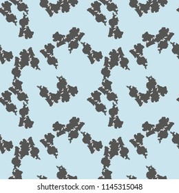 Military camouflage seamless pattern in light blue and different shades of grey or beige colors. Seamless repeat UFO camouflage pattern, usable as winter camoflauge urban print, bright background etc