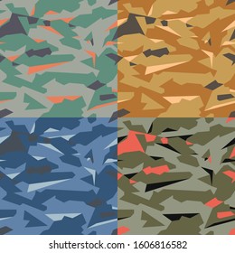 Military Camouflage seamless pattern. Modern. Deserted. texture. Vector texture for printing on fabric, web or application backgrounds.