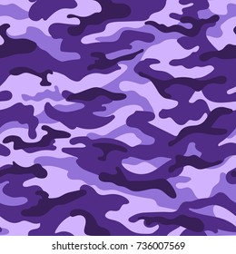 Military camouflage seamless pattern, purple monochrome. Vector