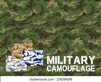 Military camouflage seamless pattern, For textile garment, T-shirt, Printing, Background, Wallpaper, Decoration, Vector illustration