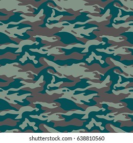 Military camouflage seamless pattern. Three colors. Woodland style. For web and print.