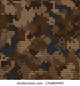 Military camouflage seamless pattern. Urban digital pixel style. Abstract army and hunting masking ornament texture. Vector illustration background