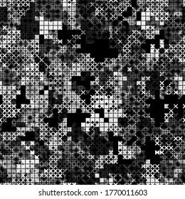 Military camouflage seamless pattern. Urban digital pixel style. Abstract army and hunting masking ornament texture. Vector illustration background