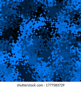 Military camouflage seamless pattern. Urban digital pixel style. Abstract army and hunting masking ornament texture. Vector illustration background