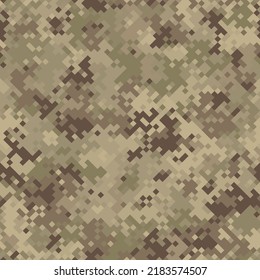 Military camouflage seamless pattern. Urban digital pixel style. Abstract army and hunting masking ornament texture. Vector illustration background