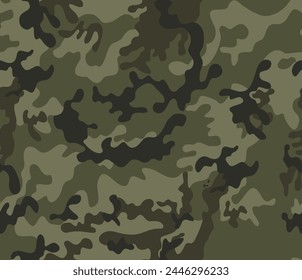 
Military camouflage seamless pattern, vector fabric texture, khaki forest background