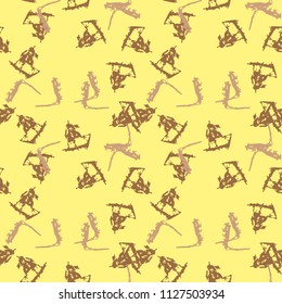 Military camouflage seamless pattern in yellow and different shades of brown color. Seamless repeat UFO camouflage pattern, usable as camoflauge print, bright backdrop, background etc.