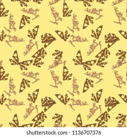 Military camouflage seamless pattern in yellow, beige and brown colors. Seamless repeat UFO camouflage pattern, usable as bright print or ornament, backdrop, background etc.