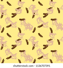Military camouflage seamless pattern in yellow, beige and brown colors. Seamless repeat UFO camouflage pattern, usable as bright print or ornament, backdrop, background etc.
