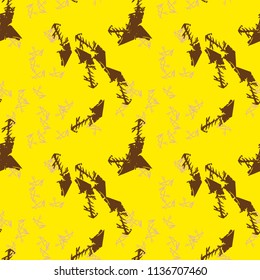 Military camouflage seamless pattern in yellow, beige and brown colors. Seamless repeat UFO camouflage pattern, usable as bright print or ornament, backdrop, background etc.