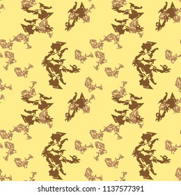 Military camouflage seamless pattern in yellow, beige and brown colors usable as bright print or ornament, backdrop, background etc.