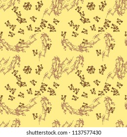 Military camouflage seamless pattern in yellow, beige and brown colors usable as bright print or ornament, backdrop, background etc.
