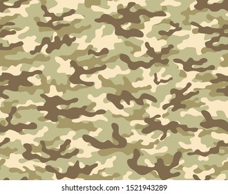military camouflage seamless vector pattern for print. Sand background.