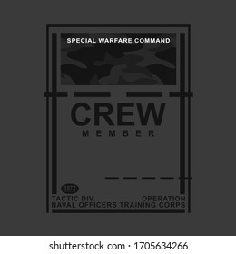 Military camouflage sport training,i,g typography, tee shirt graphics, vectors