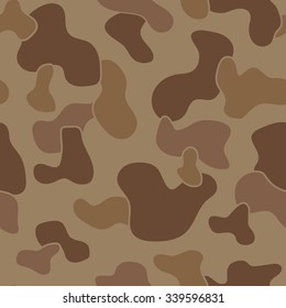Military Camouflage Textile Seamless: USA, 1942s, Jungle Brown Dominant - Vector Illustration with Pattern in Swatches Panel