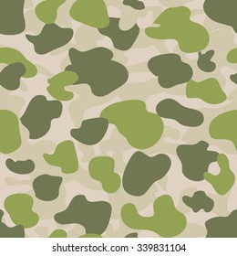 Military Camouflage Textile Seamless: USA, 1940 - 1950, Parachute, Green  - Vector Illustration with Pattern in Swatches Panel