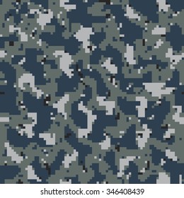 Military Camouflage Textile Seamless: USA, 2007, NWU-1 (Navy Working Uniform Type 1) Blueberries - Vector Illustration with Pattern in Swatches Panel