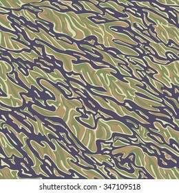 Military Camouflage Textile Seamless: USA, 1964-1975, Tiger Stripe Uniform - South Vietnam - Vector Illustration with Pattern in Swatches Panel