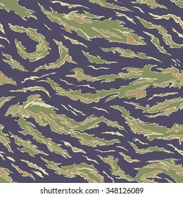 Military Camouflage Textile Seamless: USA, 1964-1975, Tiger Stripe Uniform - South Vietnam - Vector Illustration with Pattern in Swatches Panel