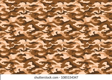 Military camouflage texture, beige brown color. Vector