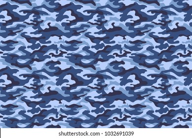 Military camouflage texture, blue color. Vector