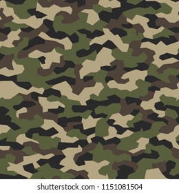 Military camouflage texture geometric seamless pattern. Abstract digital modern endless background. Vector illustration.