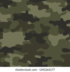 Military camouflage texture seamless background. Abstract army and hunting camouflage pattern. Print vector