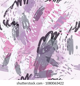 Military camouflage texture with trees, branches, grass and watercolor stains. Vector illustration. Camouflage military background in modern style.