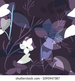 Military camouflage texture with trees, branches, grass and watercolor stains. Vector illustration. Camouflage military background in modern style.