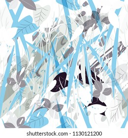 Military camouflage texture with trees, branches, grass and watercolor stains. Vector illustration. Camouflage military background in modern style.