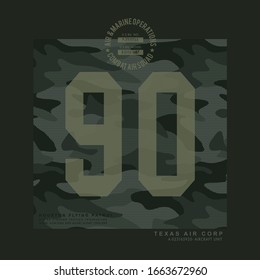 Military camouflage typography, tee shirt graphics, vectors, sport
