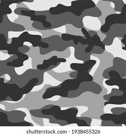 Military Camouflage Vector Seamless Pattern Grey 