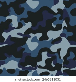 Military camouflage vector seamless pattern blue print