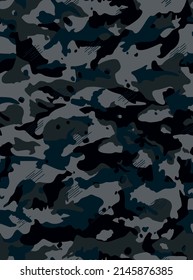 Military camouflage vector seamless rapport print in black